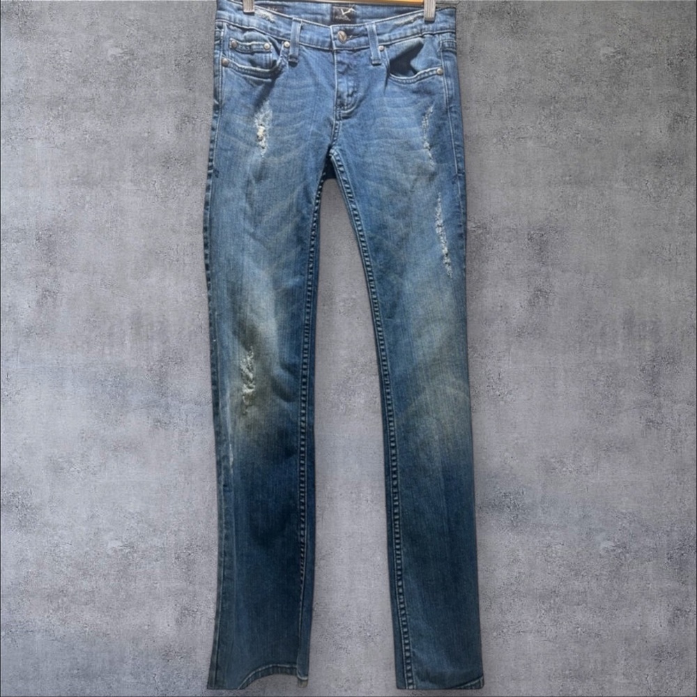 Vigoss Blue Distressed Flare Jeans Size 26